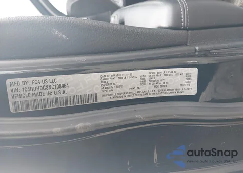 2022 Dodge Durango Gt Plus Rwd z USA, uszkodzony, nr VIN 1C4RDHDG8NC198964